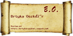 Brtyka Oszkár névjegykártya